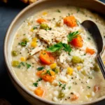 Comforting Creamy Chicken and Rice Soup Recipe First Image