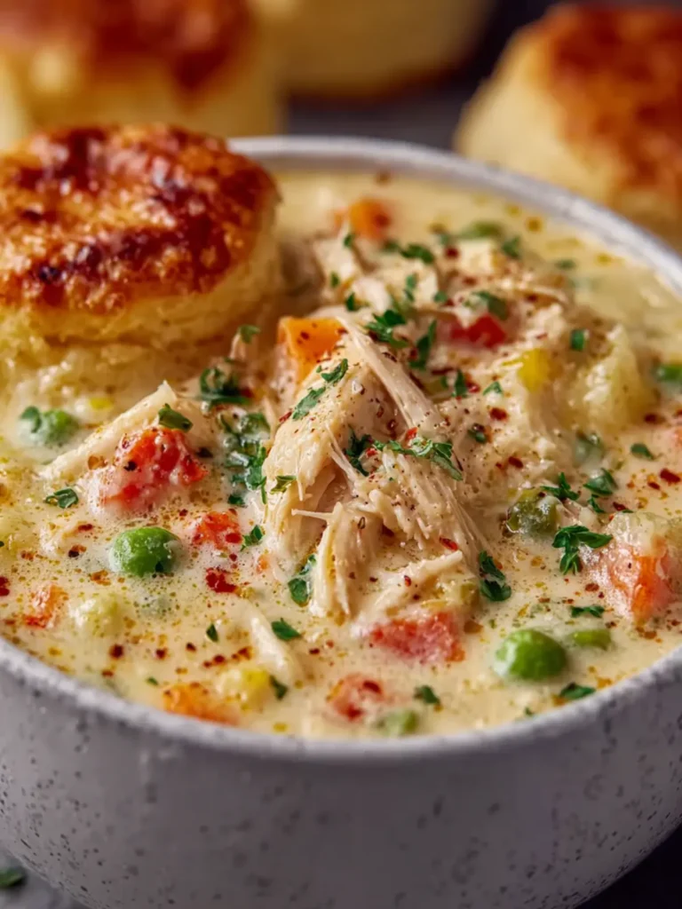 High Protein Chicken Pot Pie Soup First Image