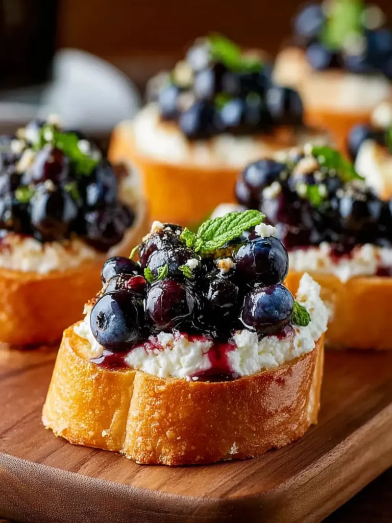 Balsamic blueberry goat cheese crostini First Image