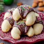 Gluten Free Almond Crescents Dipped in Chocolate First Image