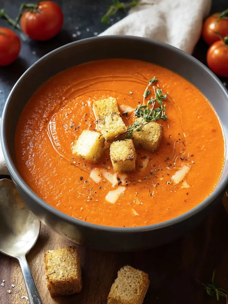 Easy Roasted Red Pepper Soup with Gouda and Tomatoes First Image