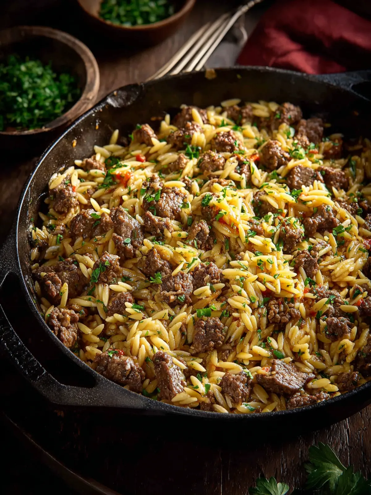 One Pan Cheesy Beef Orzo First Image