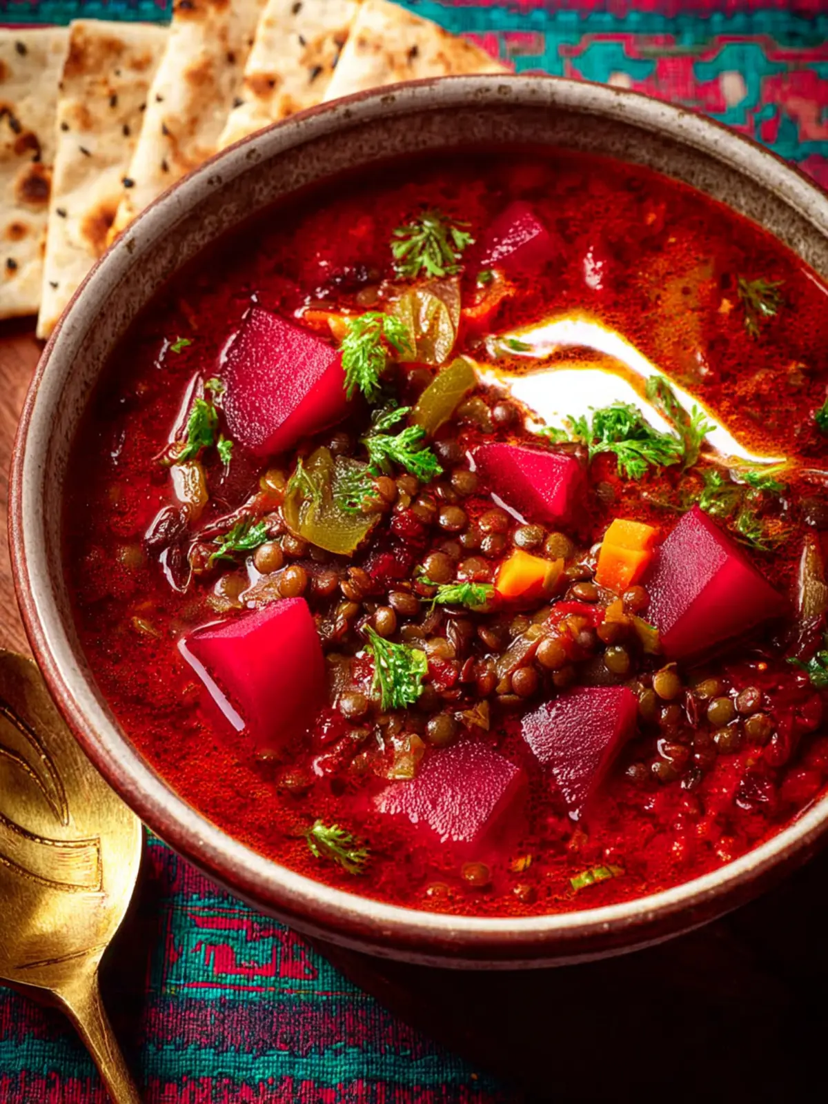 Persian Lentil and Beet Soup (Ash-e Shooli) First Image