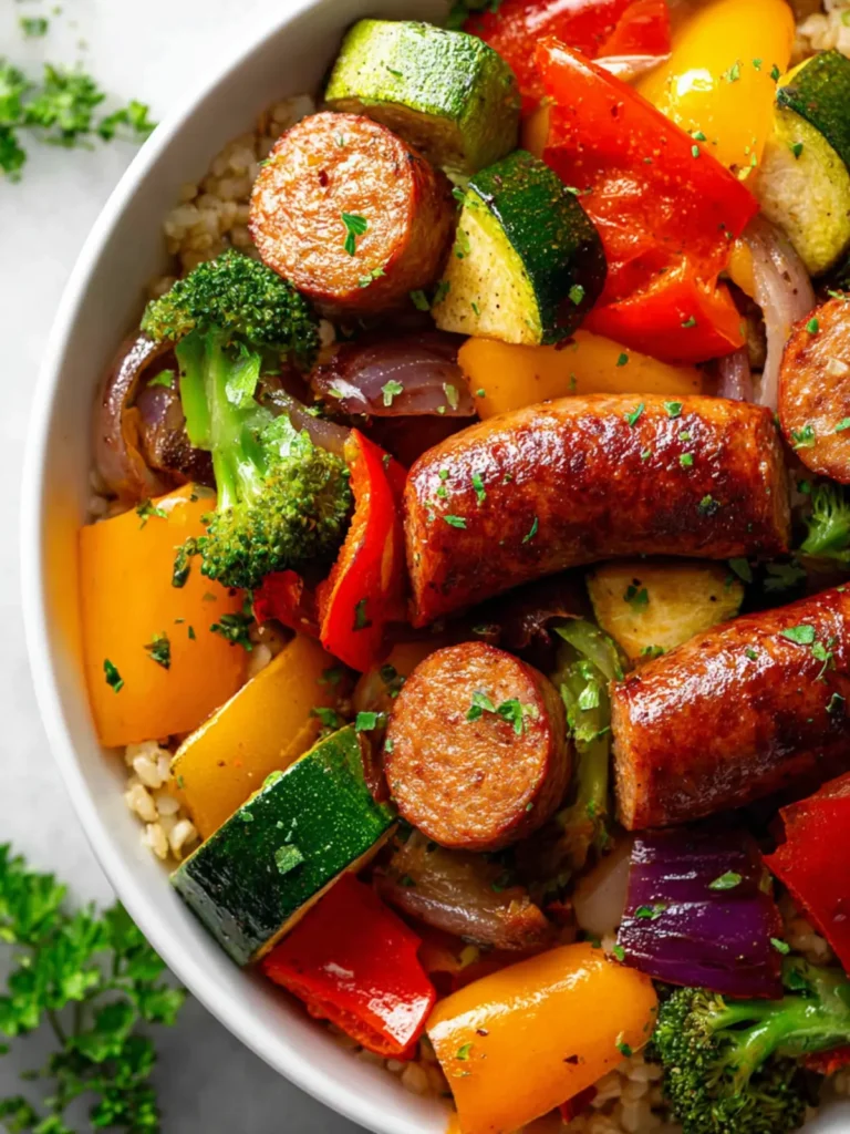 10 Minute Air Fryer Chicken Sausage and Veggies First Image