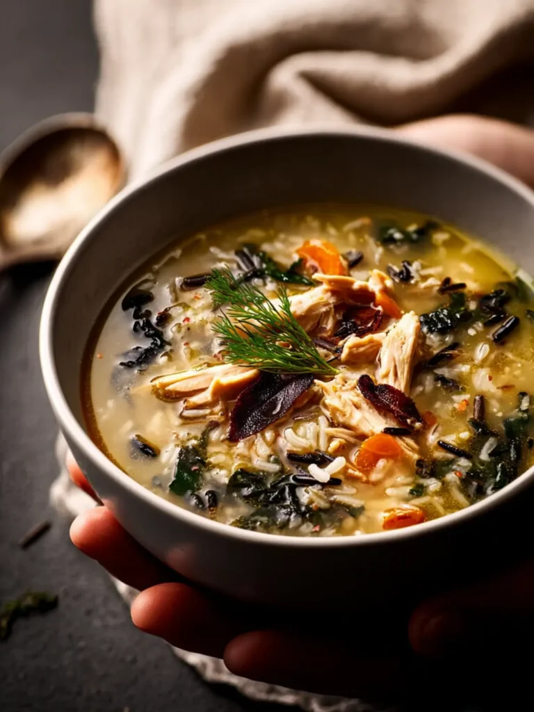 Turkey and Wild Rice Soup with Garlic Oil First Image