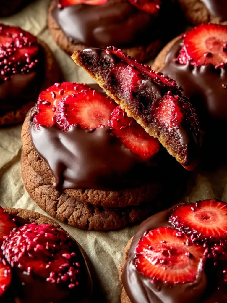 Indulge in Chocolate Dipped Strawberry Cookies Recipe First Image