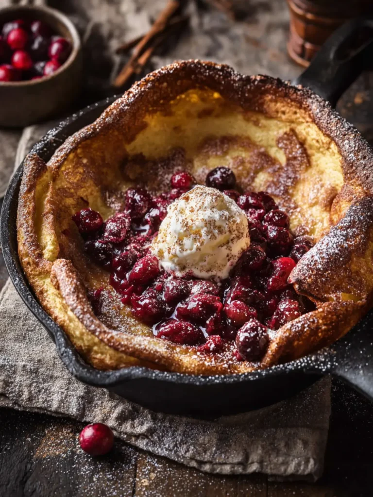 Cinnamon Spiced Dutch Baby with Cranberry Butter. First Image