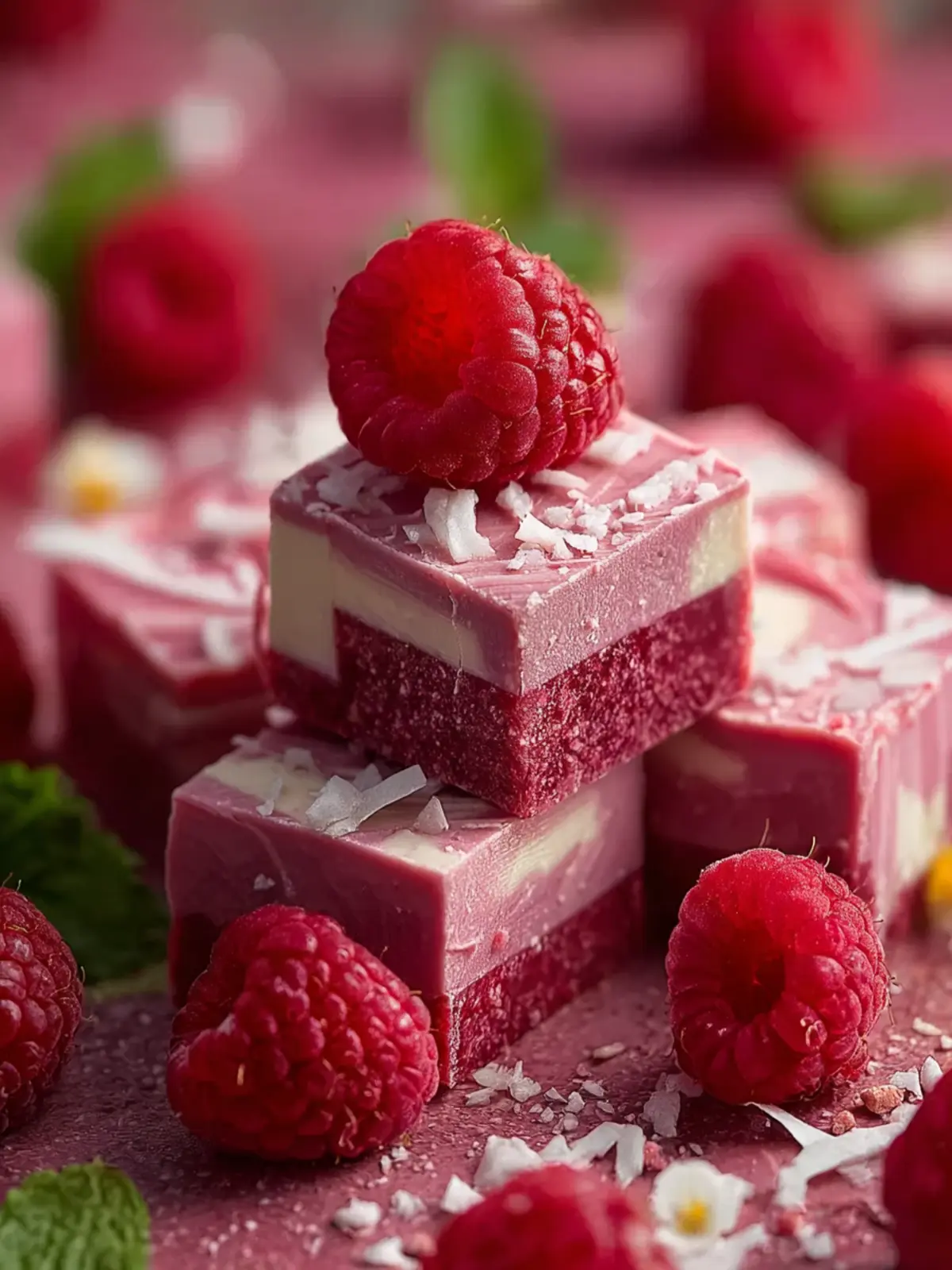 Vegan Raspberry Coconut Fudge First Image