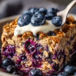Blueberry Baked Oatmeal with Greek Yogurt First Image