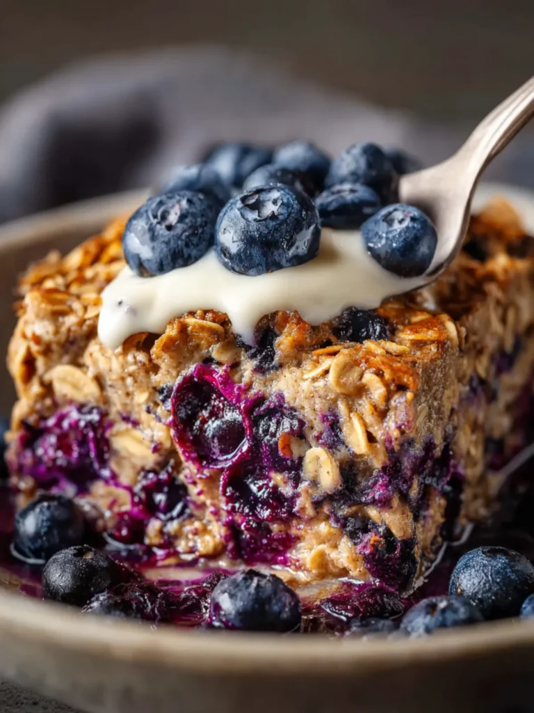 Blueberry Baked Oatmeal with Greek Yogurt First Image